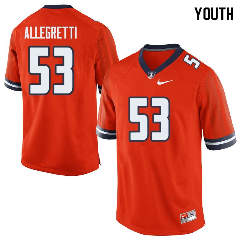 Youth #53 Nick Allegretti Illinois Fighting Illini College Football Jerseys Sale-Orange